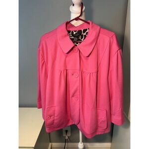 Sandro Sportswear Hot Pink Swing Jacket Animal Print Lining Plus Size 3X
